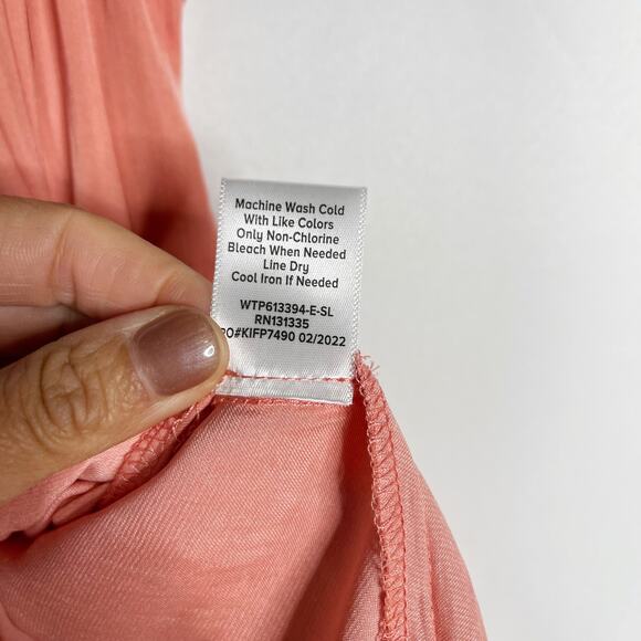 Allison Joy XSmall XS Coral Orange Pleated Camisole Tank Top Scoop Neck Satin - Picture 7 of 8